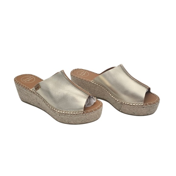 Toni Pons Ivonne Espadrille Platform Wedge Slide Sandals Platinum Gold EU 39/8.5 - Picture 2 of 9